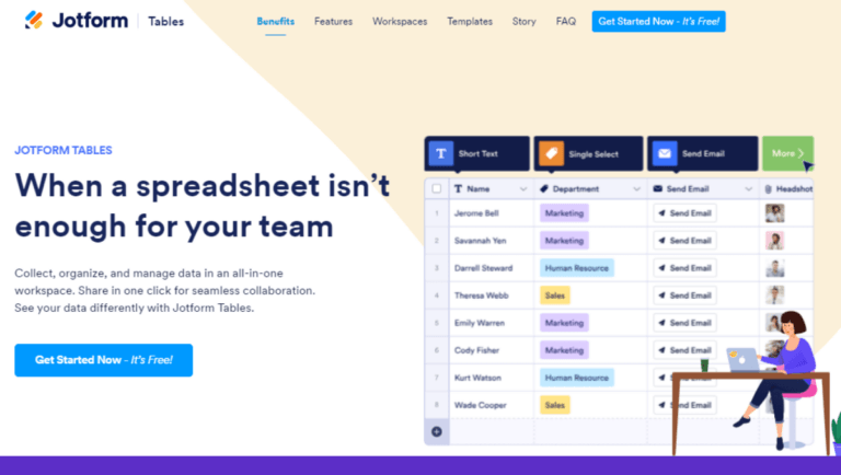 JotForm Tables No Code Database Builder