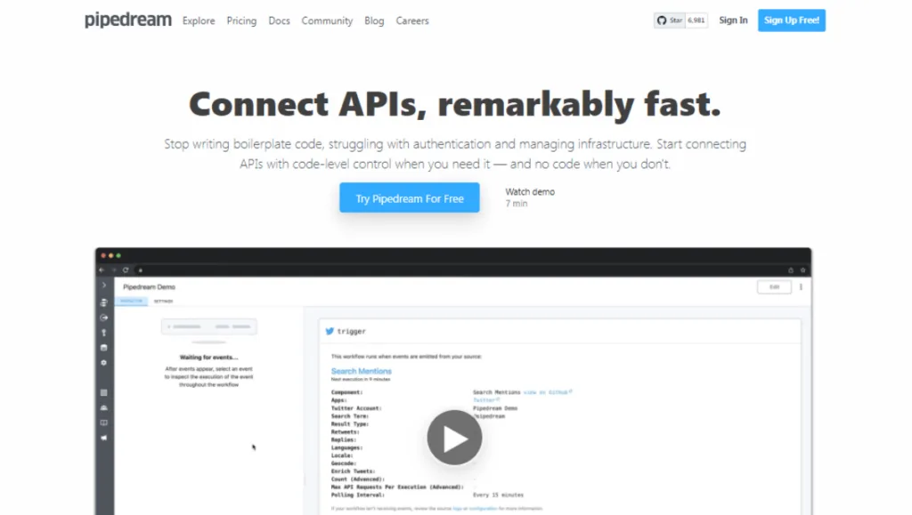 Pipedream No Code Automation Tool