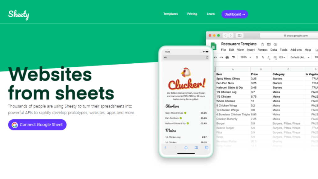 Sheety No Code API Builder