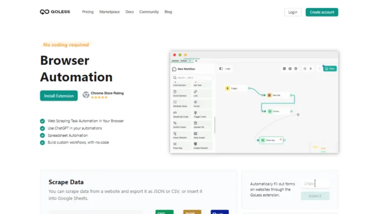 Goless no code Automation Web Scraping