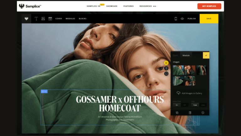 Semplice no code Portfolio Website Builder