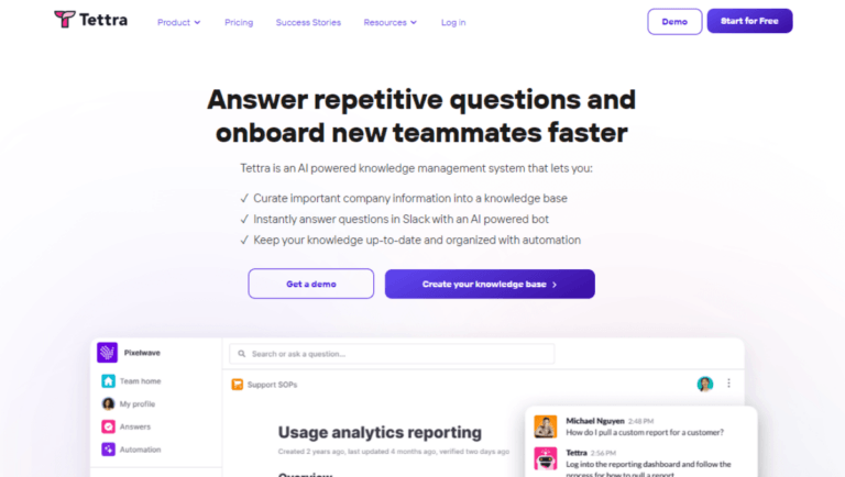 Tettra no code knowledge base builder