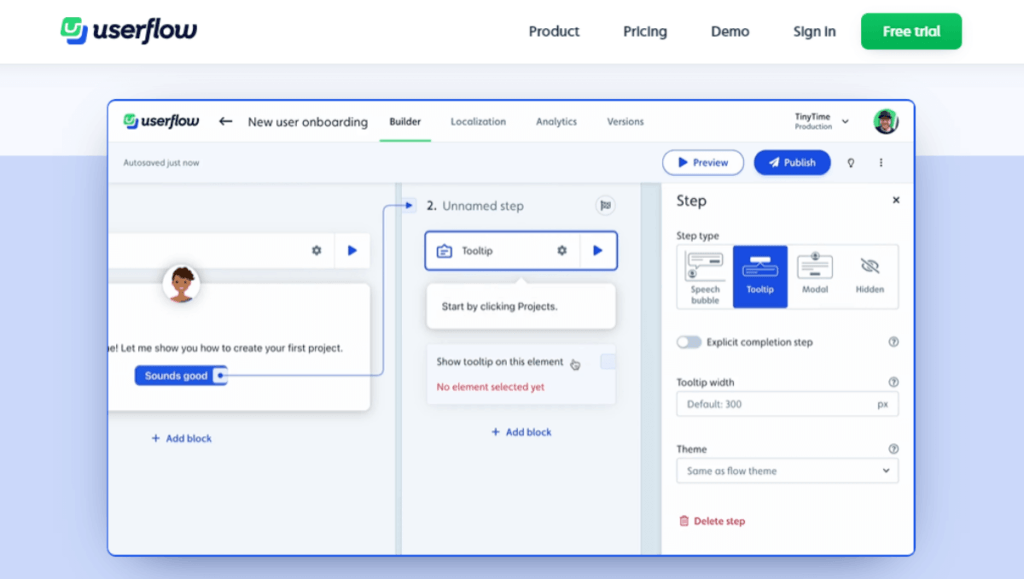 Userflow No Code Onboarding Tool