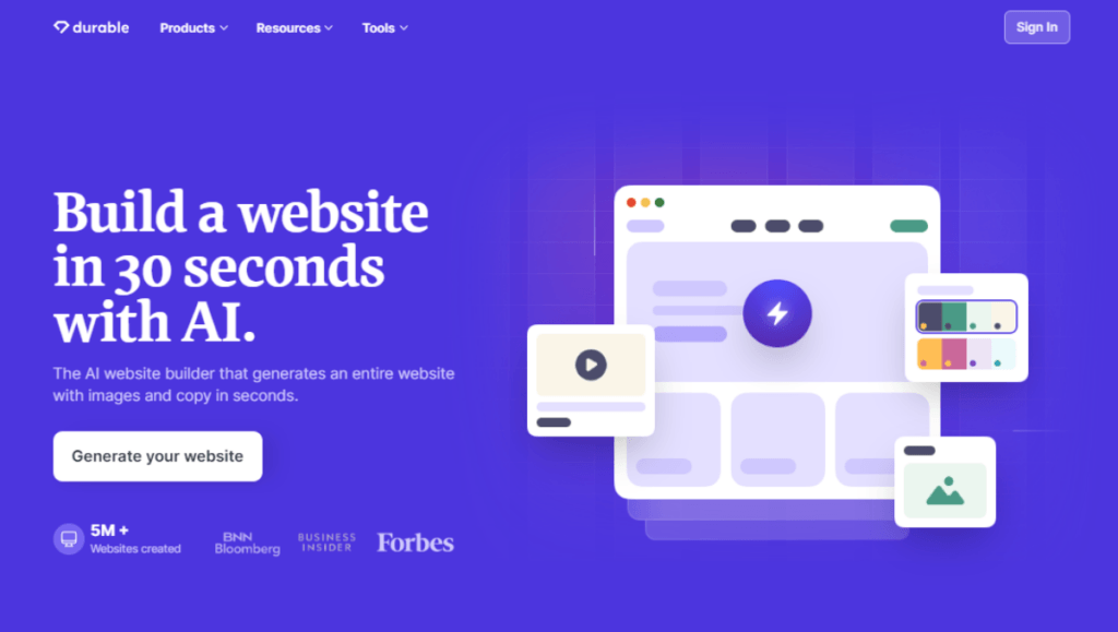 Durable no code Website Builder